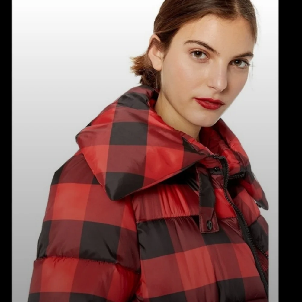NWT KENDAL+KYLIE Buffalo plaid Puffer Coat R2681